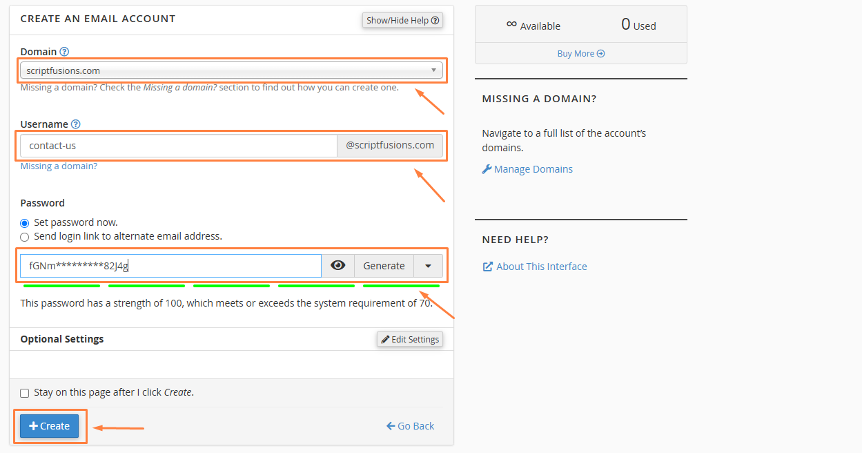 Create Email Account